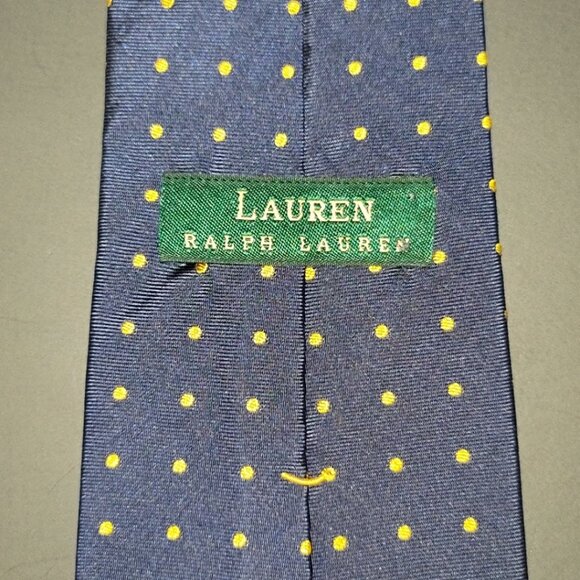 Lauren Ralph Lauren Navy Blue Gold Dot Tie - Picture 4 of 5